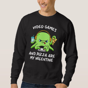 Sweatshirt Gamer Octopus Jeu Pizza Funny Jeux Vidéos Valen