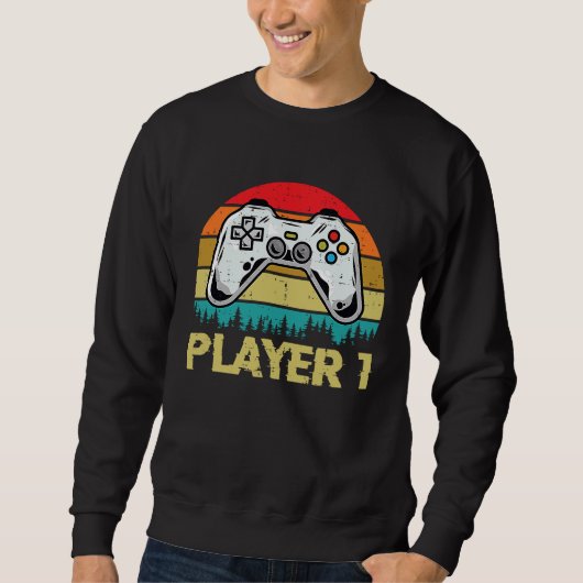 Sweatshirt gamer player 1 player 2 matching couple video game (Devant)