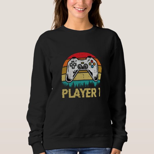 Sweatshirt gamer player 1 player 2 matching couple video game (Devant)