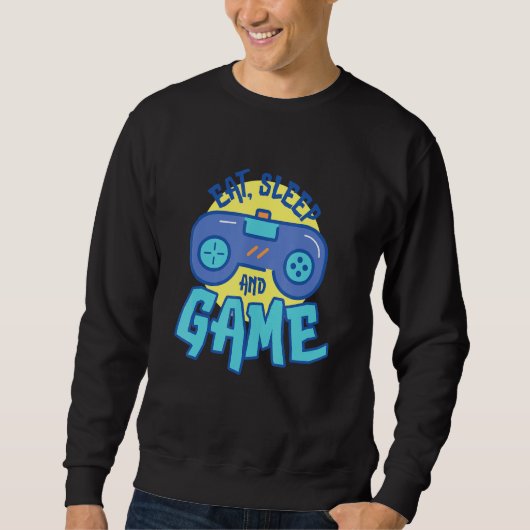 Sweatshirt Gamer Routine Manger Jeux de sommeil Répéter (Devant)