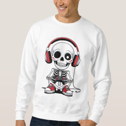 Sweatshirt Gamer Skeleton - Funny Halloween Gaming (Devant)