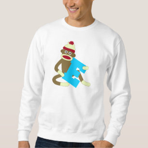 Sweatshirt Garçon E de monogramme de singe de chaussette