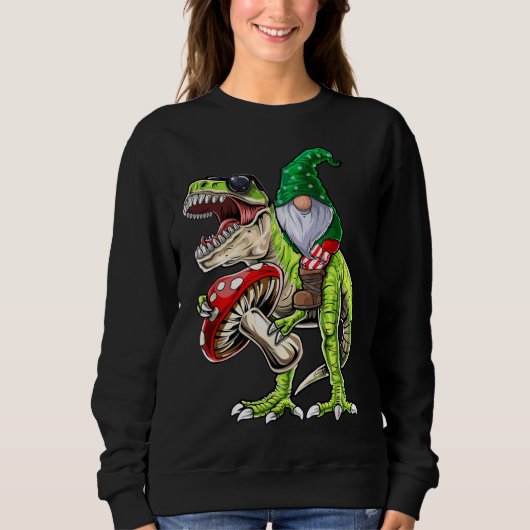 Sweatshirt Garden Gnome Casquette T Rex Dinosaur Drôle Jardin (Devant)