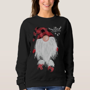 Sweatshirt Garden Gnome Joyeux Noël Buffalo Rouge Plaid Paj