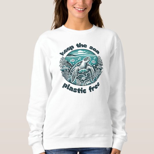Sweatshirt Gardez le plastique de la mer libre (Devant)