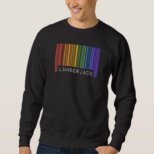 Sweatshirt Gay Lumberjack Pride Flag Barcode Queer Rainbow LG (Devant)
