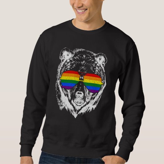 Sweatshirt Gay Pride Bear LGBTQ Rainbow Flag Pride Month (Devant)