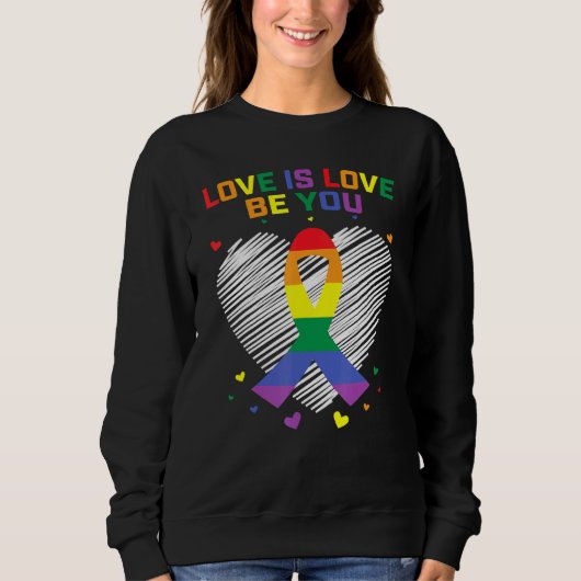 Sweatshirt Gay pride Bi Lgbtq Bisexual Lesbian Ally Love Is L (Devant)