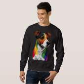 Sweatshirt Gay Pride LGBT Rainbow Flag on Jack Russell Terrie (Devant entier)