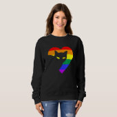 Sweatshirt Gay pride Rainbow Heart Cat Lgbt Pride Mois (Devant entier)