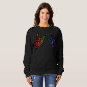 Sweatshirt Gay Rocker Skeleton Hands Rainbow Pride Lgbt Rock  (Devant entier)
