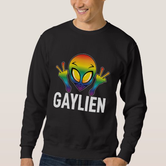 Sweatshirt Gaylien Gay Alien We are all Human Rainbow Colour (Devant)