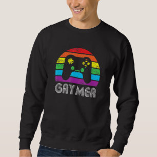 Sweatshirt Gaymer Lgbt Gay Gamer Rainbow Flag Pride Retro Vin