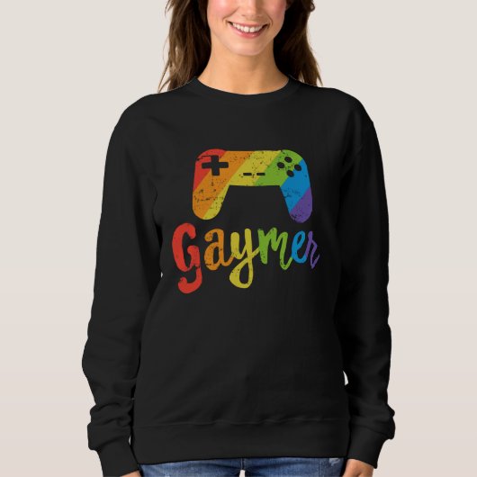 Sweatshirt Gaymer LGBT Rainbow Pride Parade March Rally Gamer (Devant)