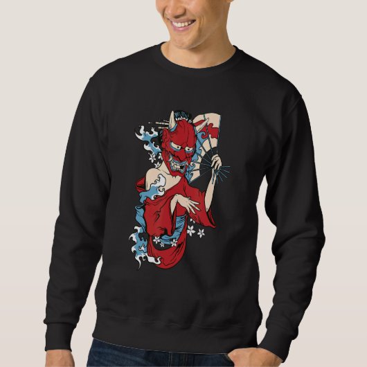 Sweatshirt Geisha Girl Masque Japonais Demon (Devant)