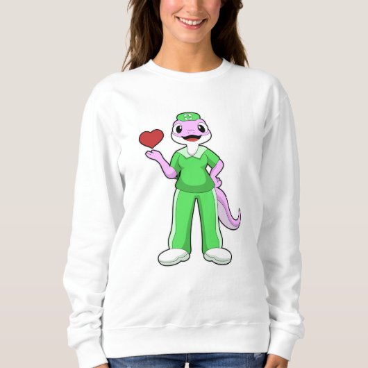Sweatshirt Geko comme infirmière avec coeur (Devant)
