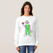 Sweatshirt Geko comme infirmière avec coeur (Devant entier)