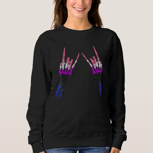 Sweatshirt Gender Fluid Pride Flag Devil Horn Skeleton Subtle (Devant)