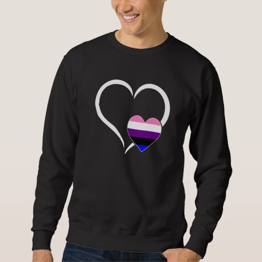Sweatshirt Genderfluide Heart Lgbt Q Cool Pride Drapeau Coule (Devant)