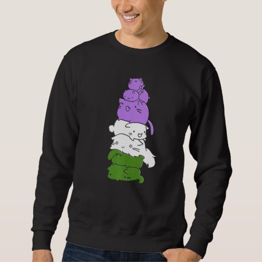 Sweatshirt Genderqueer Drapeau Genderqueer Cat Pride (Devant)