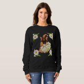 Sweatshirt German Shepherd Dog Gnome For Spring Floral Daisy (Devant entier)