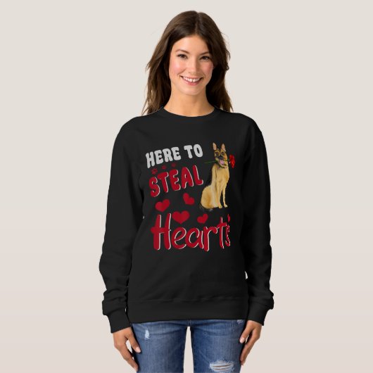 Sweatshirt German Shepherd Here To Steal Hearts Dog Valentine (Devant entier)