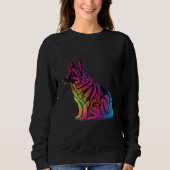Sweatshirt German Shepherd Synthwave 80s Retrowave Aesthetic  (Devant)