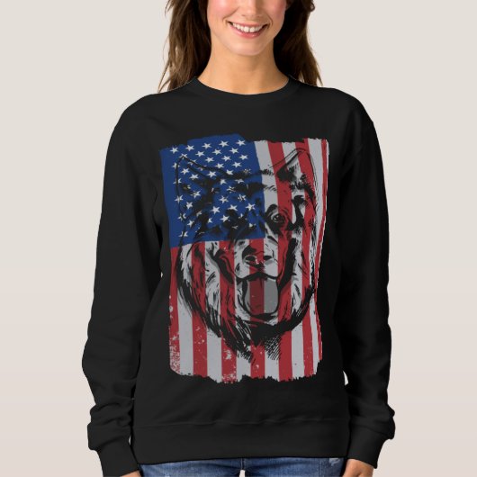 Sweatshirt German Shepherd USA Merica Flag Retro (Devant)