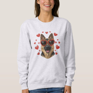 Sweatshirt German Shepherd Valentine Oil Painting Dog Portrai