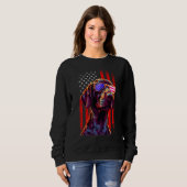Sweatshirt German Shorthaired Pointer Dog American Flag 4th O (Devant entier)