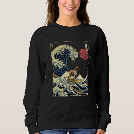Sweatshirt German Shorthaired Pointer Japanese Kanagawa Wave  (Devant)