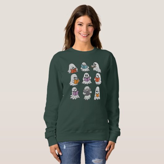 Sweatshirt Ghost Reading Books Librairie (Devant entier)