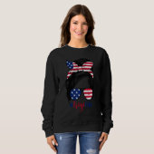 Sweatshirt Gigi Life Messy Bun American US Flag Patriotic 4th (Devant entier)