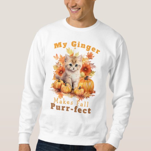 Sweatshirt Gingembre de chat d'automne personnalisable (Devant)