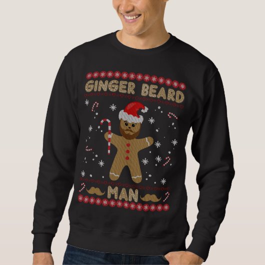 Sweatshirt Ginger Beard Man Drôle Gingerbread Vilain Noël (Devant)