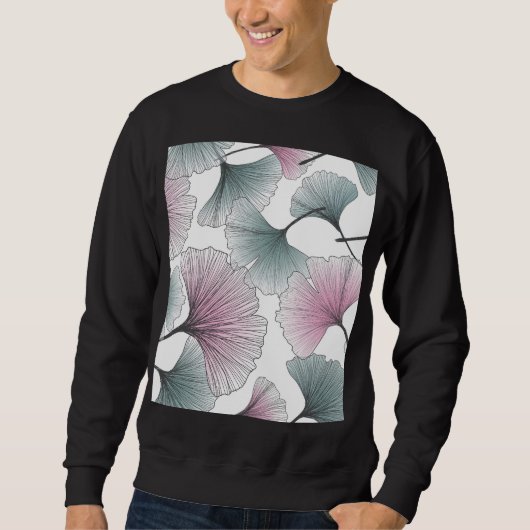 Sweatshirt Gingko biloba dessiné à la main. (Devant)