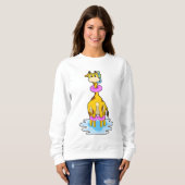 Sweatshirt Girafe à la natation avec anneau de natation (Devant entier)