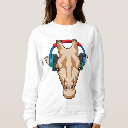 Sweatshirt Girafe at Music with Headphone (Devant)