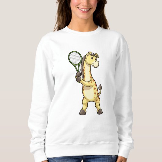 Sweatshirt Girafe au Tennis avec raquette de tennis (Devant)