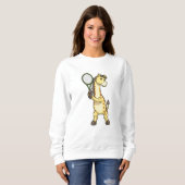 Sweatshirt Girafe au Tennis avec raquette de tennis (Devant entier)