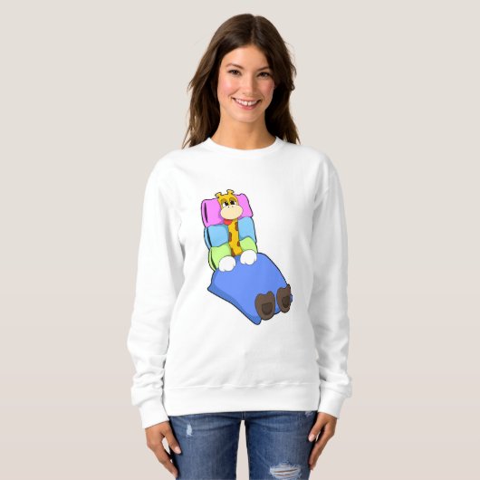 Sweatshirt Giraffat au coucher avec couverture et Coussin (Devant entier)