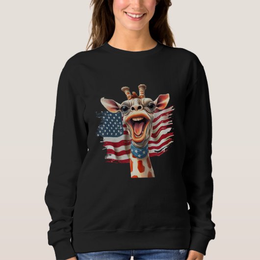 Sweatshirt Giraffe 4th Of July Party  American Flag Patriotic (Devant)