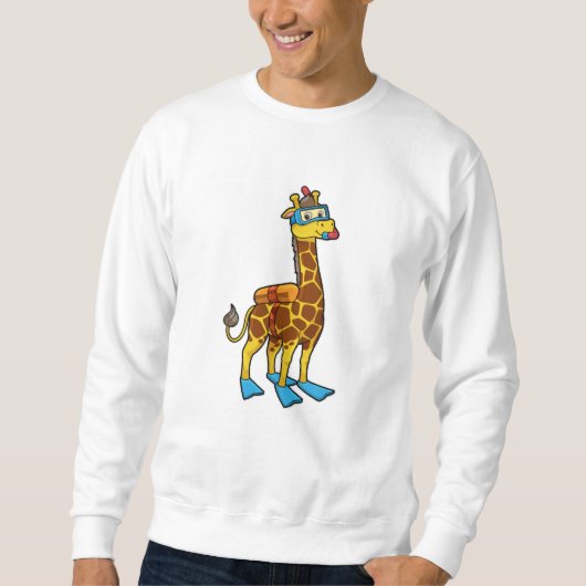 Sweatshirt Giraffe comme plongeur avec lunettes de natation e (Devant)