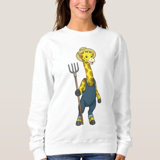 Sweatshirt Giraffe en fermier avec Pitchfork (Devant)