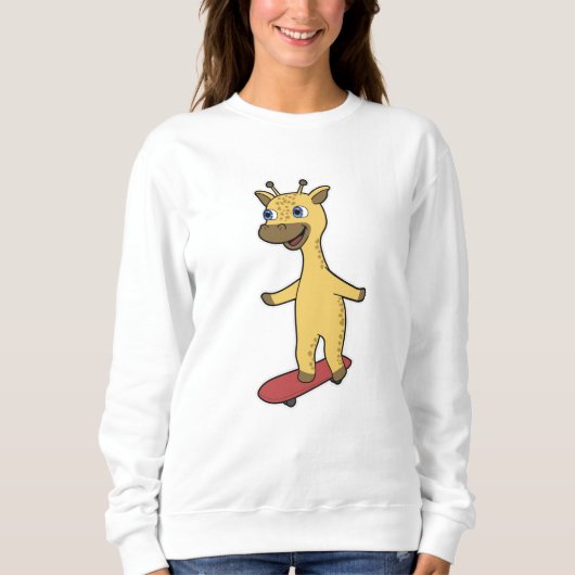 Sweatshirt Giraffe en patinage avec skateboard (Devant)