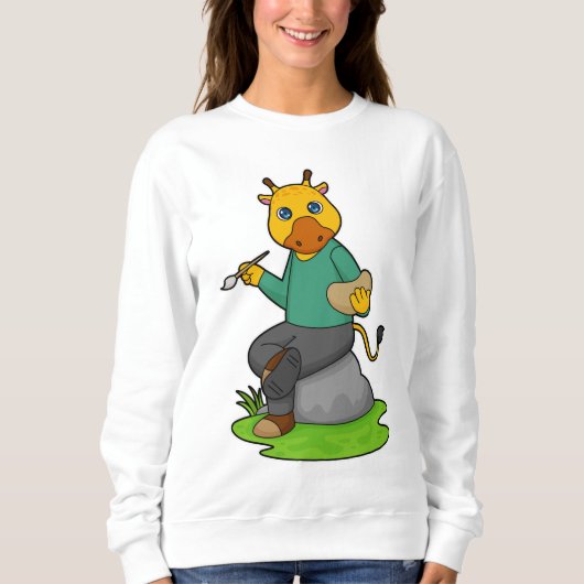 Sweatshirt Giraffe en peintre avec pinceau (Devant)