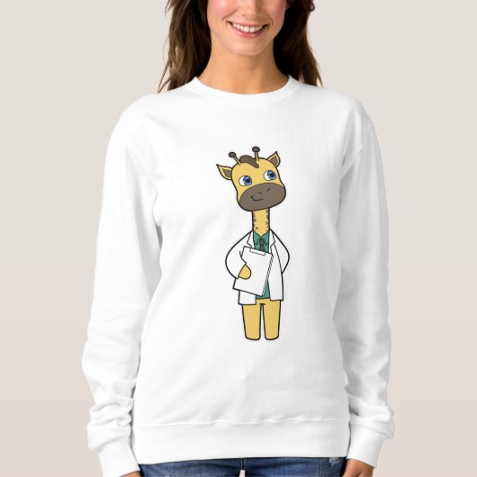 Sweatshirt Giraffe en tant que docteur avec Bloc-notes (Devant)