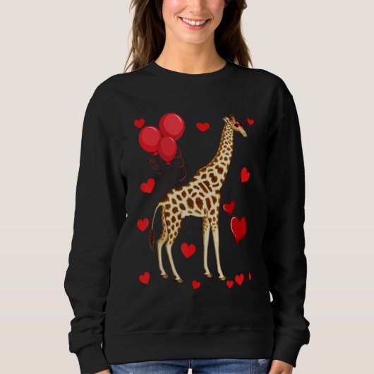 Sweatshirt Giraffe Valentine s Day heart Animals (Devant)