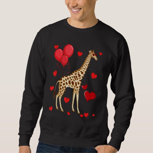 Sweatshirt Giraffe Valentine s Day heart Animals (Devant)
