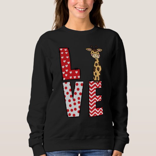 Sweatshirt Giraffe Valentines Day Love Valentine Cute Hearts (Devant)